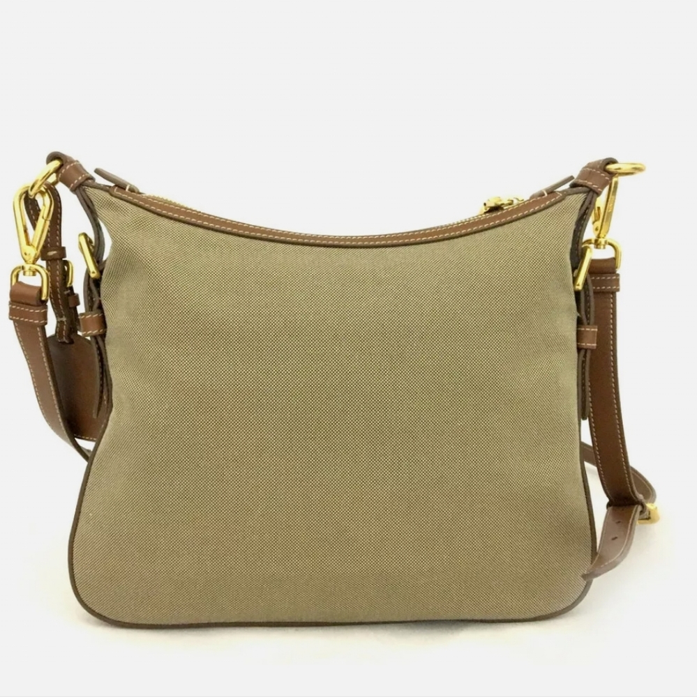PRADA JACQUARD LOGO CANVAS BEIGE LEATHER SHOULDER BAG/R3364 - Picture 7 of 15
